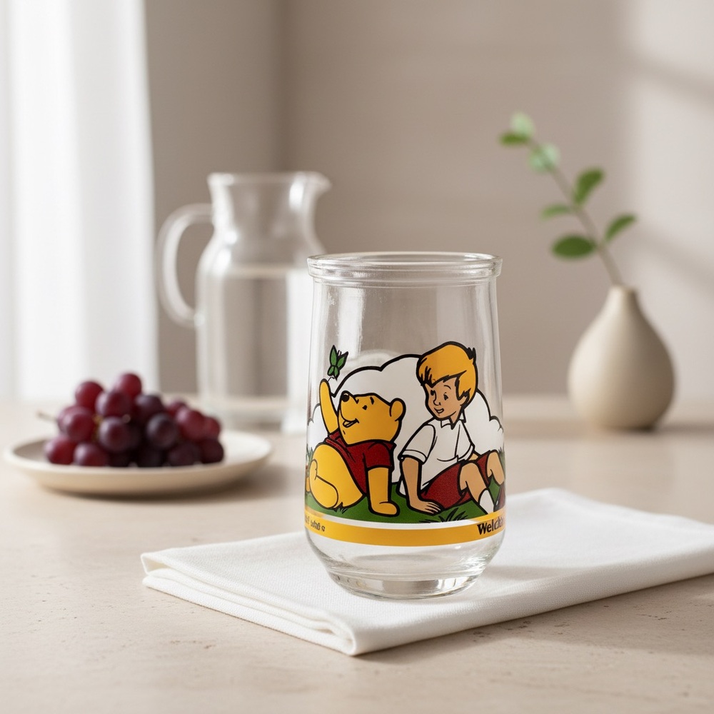 Vintage Winnie the Pooh & Christopher Clear Glass Welch Jar